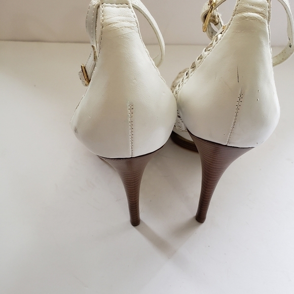 Bebe Nina White Weave Peeptoe Platform Heels Sz 10 - Picture 2 of 10